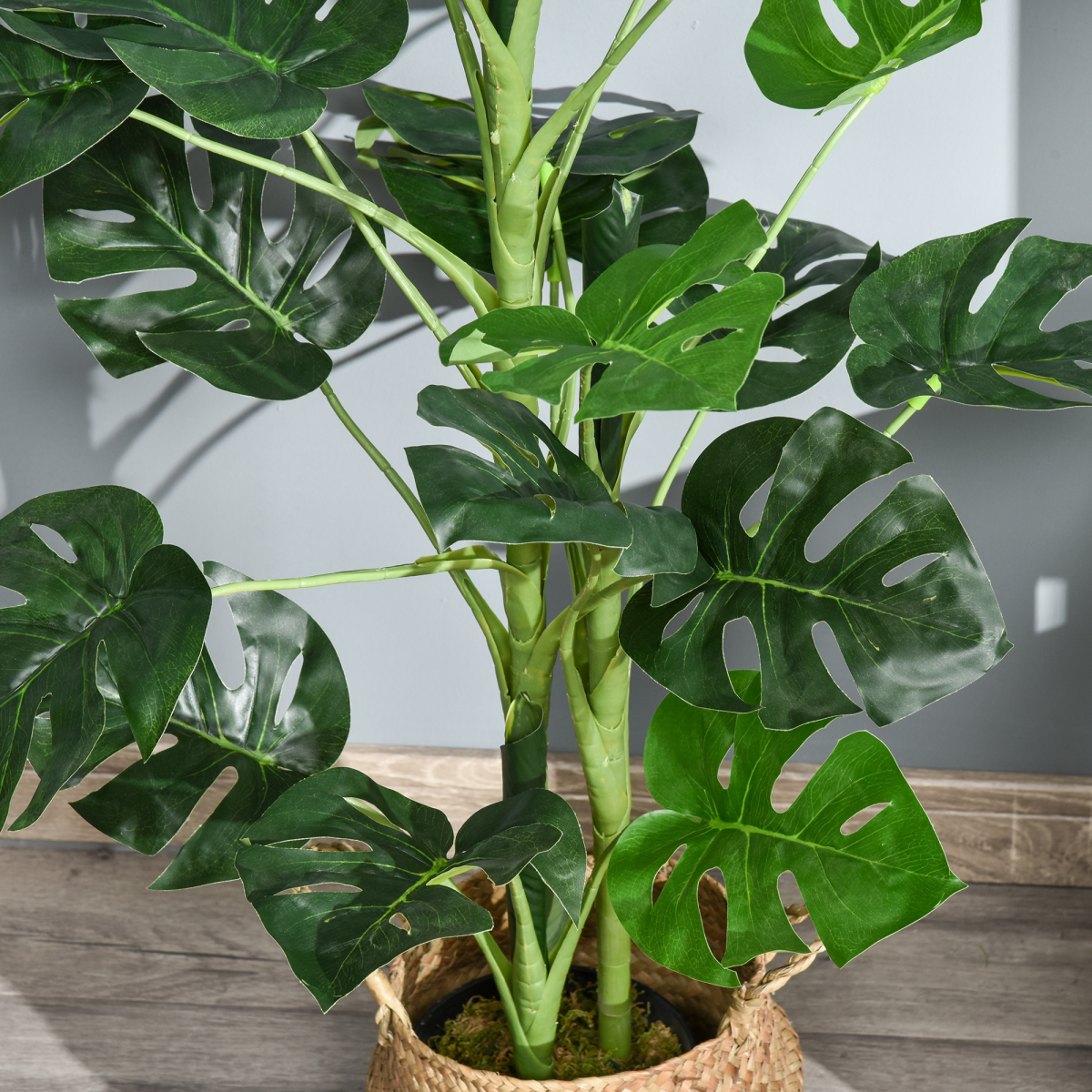Artificial Monstera Tree  21 Leaves Palm Tree for Indoor Outdoor 1m