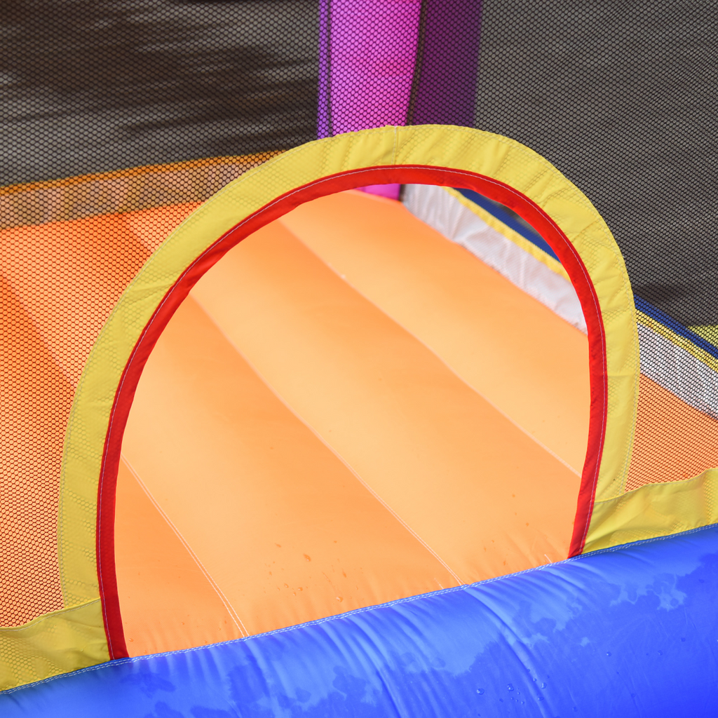 Bouncy Castle with Slide Pool House Inflatable w/ Blower Multi-color Outsunny