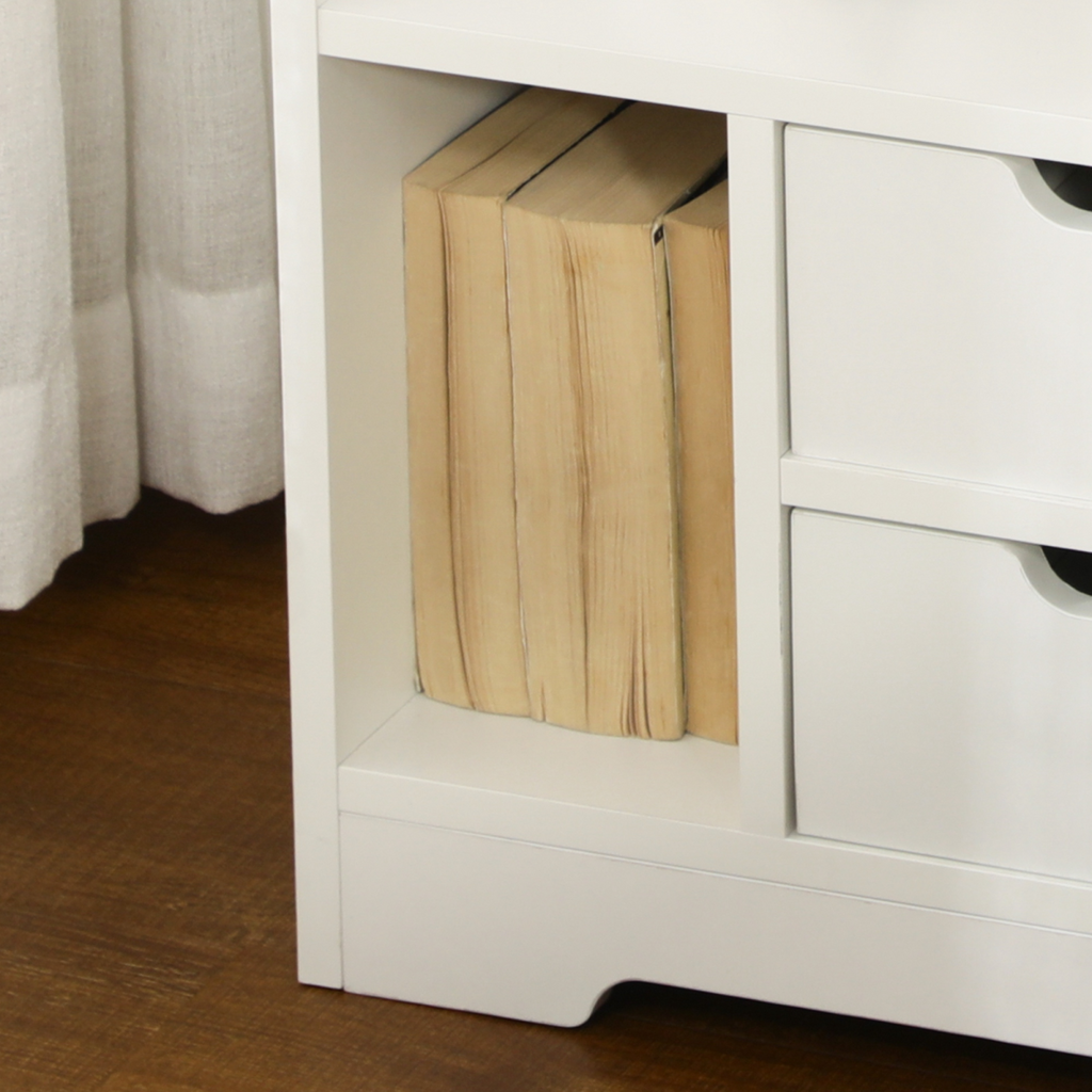 HOMCOM Modern Bedside Table w/2 Drawer and Storage Shelves Chest for Bedroom