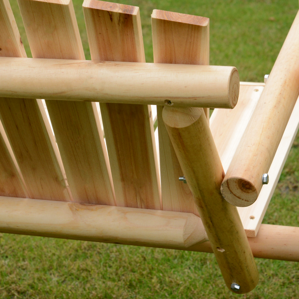 Outdoor 2 Seater Porch Swing Wooden Rustic Patio Bench Hammock w/ Armrest