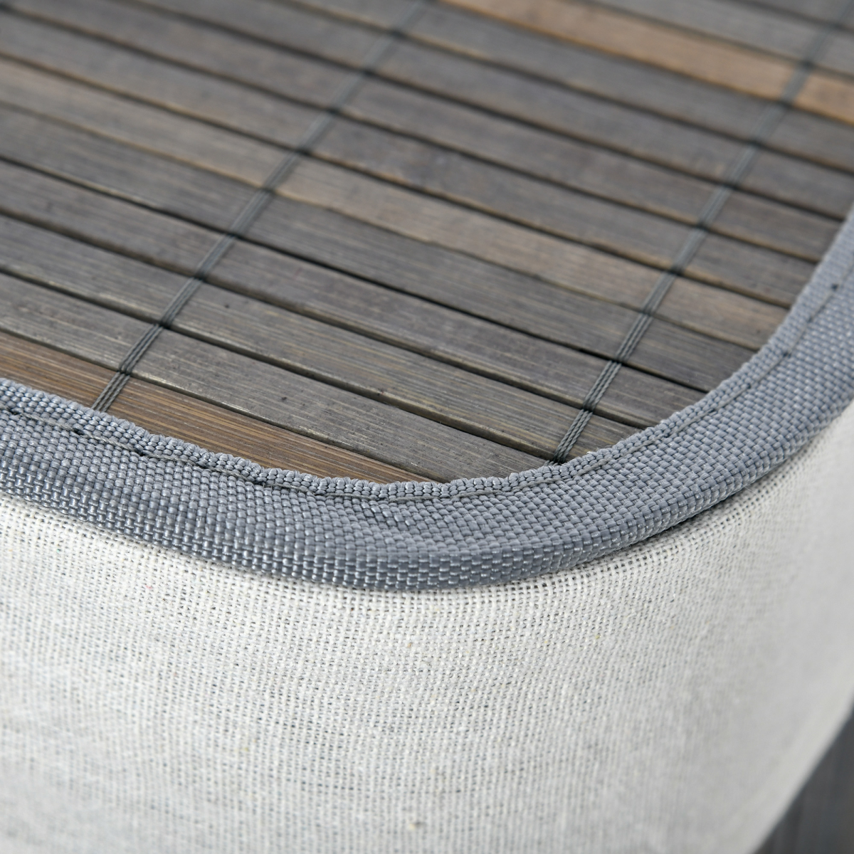 100L Bamboo Laundry Basket with Flip Lid Foldable, Grey Lining