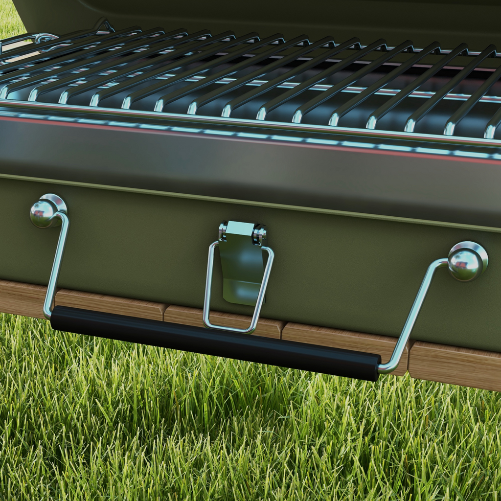 Outsunny Portable BBQ Grill with Suitcase Design for Camping Picnic Party, Green