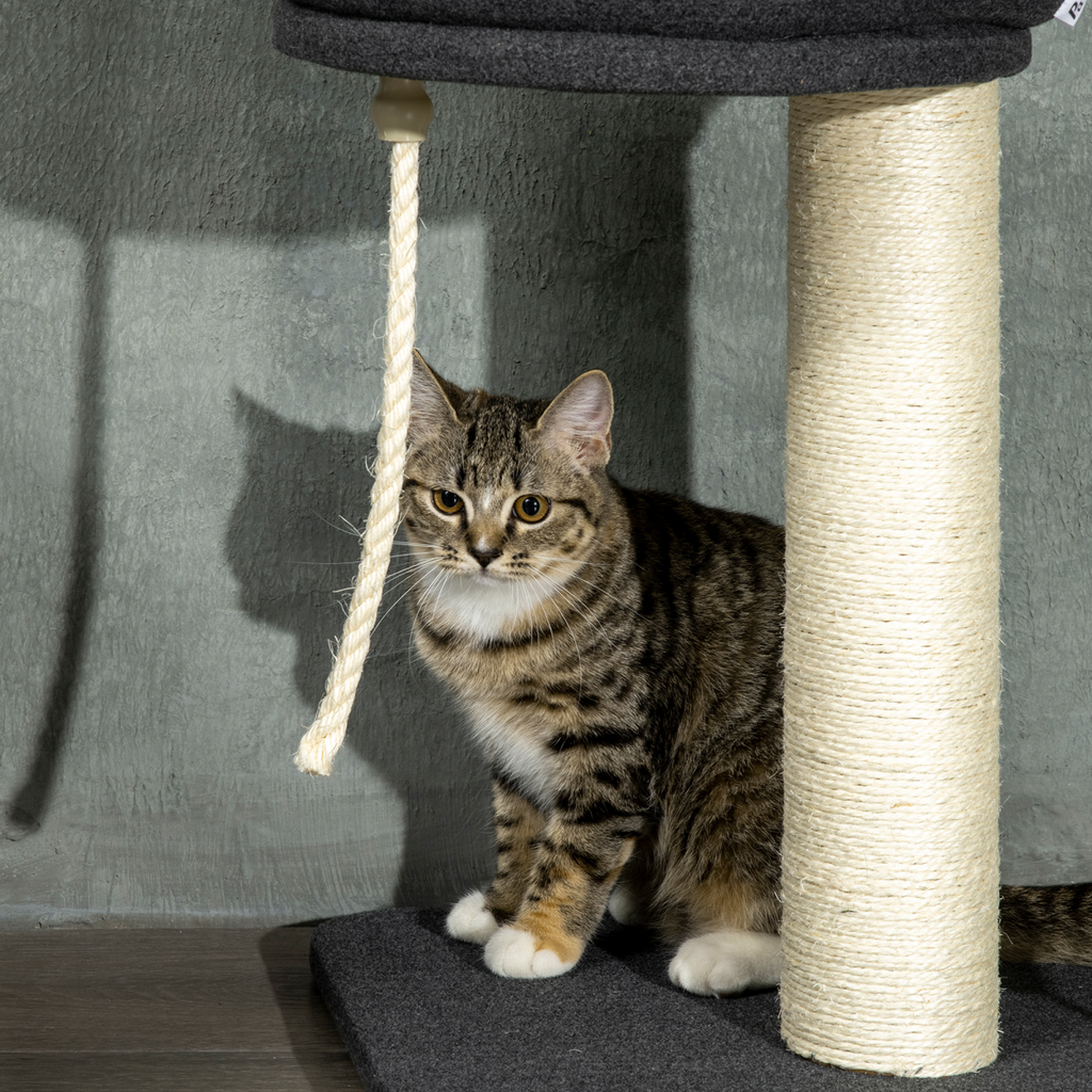 PawHut Floor-To-Ceiling Cat Tree, Height Adjustable, Black