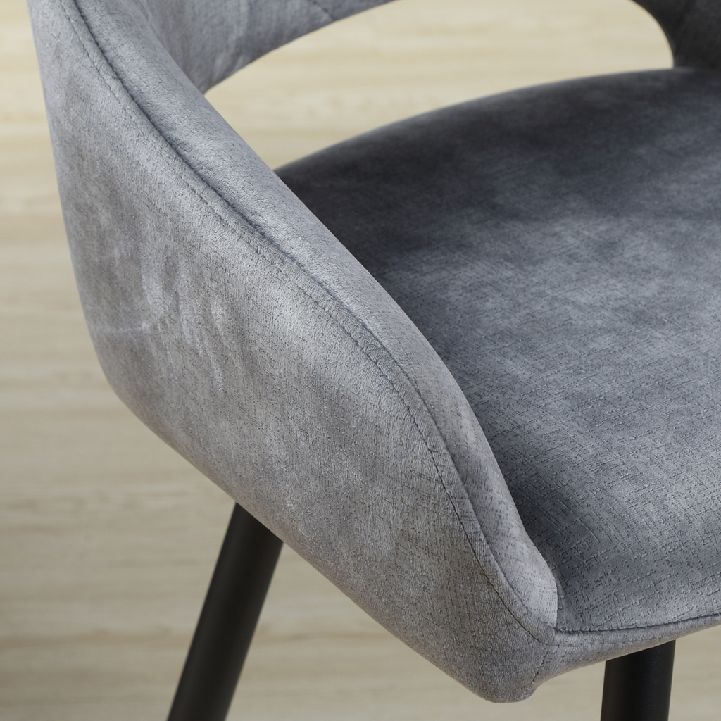 HOMCOM Bar Stools Set of 2, Velvet-Touch Fabric Counter Height Bar Chairs Grey