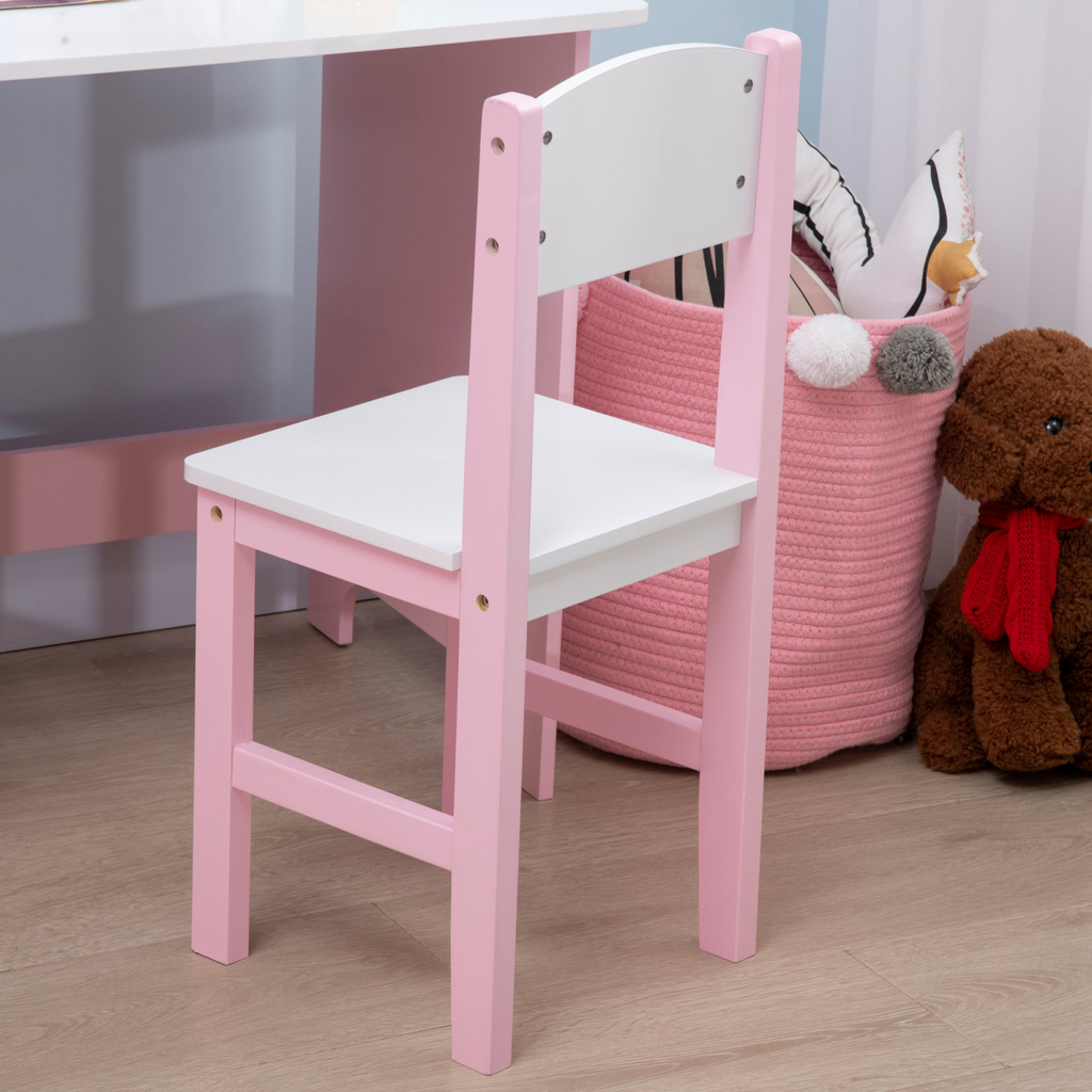 HOMCOM 2 PCs Childrens Table and Chair Set with Whiteboard Storage - Pink