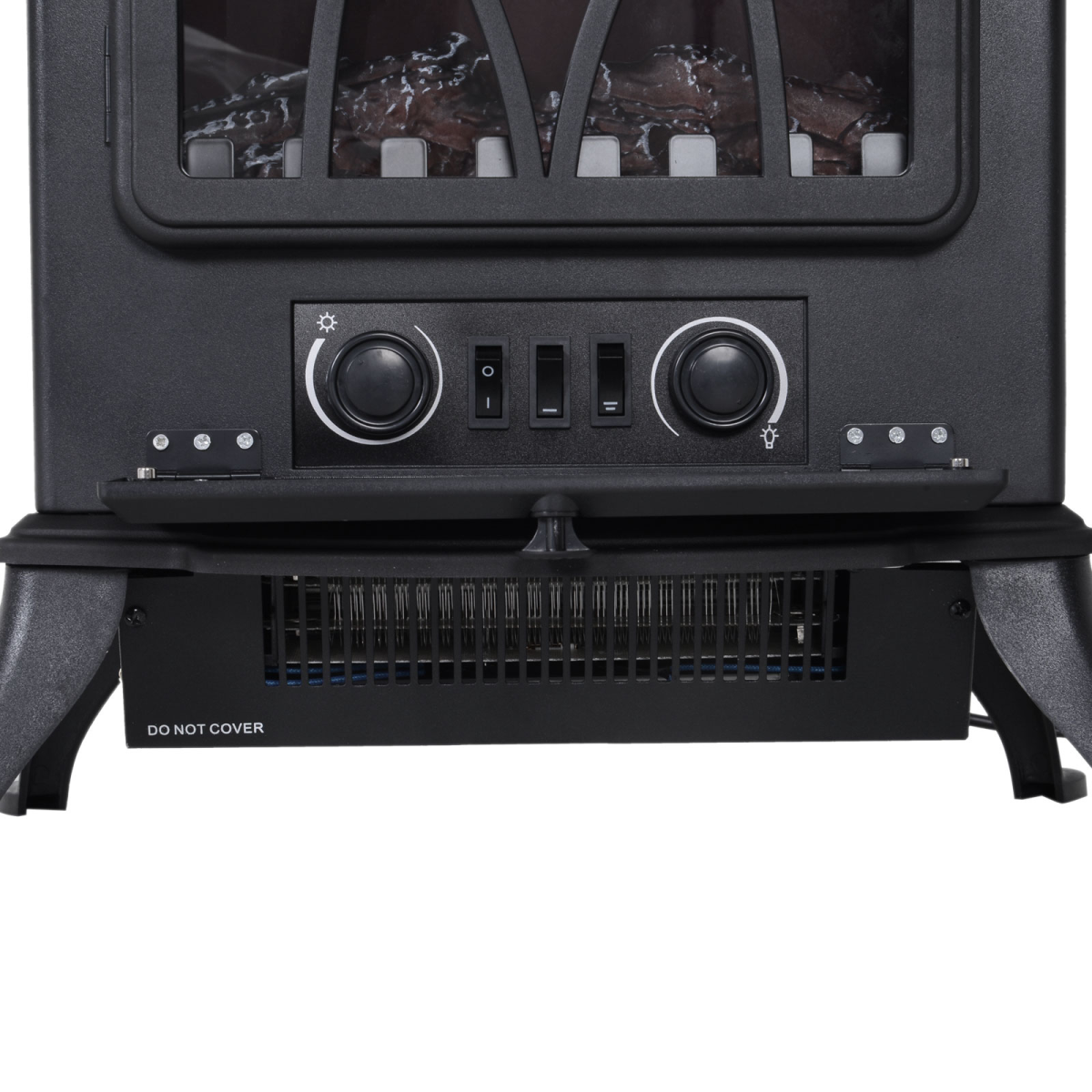 1850W Flame Effect Electric Free Standing Fireplace Fan Log Burning Stove -Black