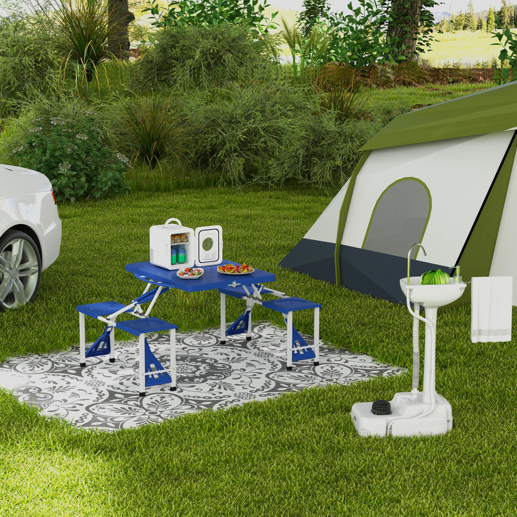Portable Camping Sink with Towel Holder & Soap Dispenser Hand Wash Outsunny