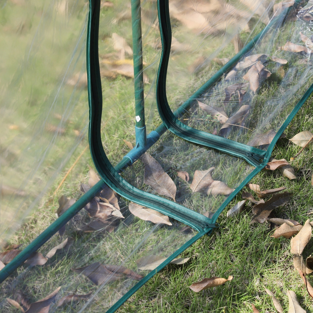 Outsunny Tunnel Greenhouse Steel Frame with Zipper Doors, Clear