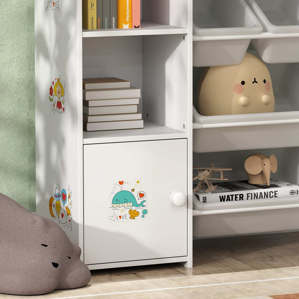 AIYAPLAY Kids Toy Storage Organiser with 8 Removable Storage Bins, White
