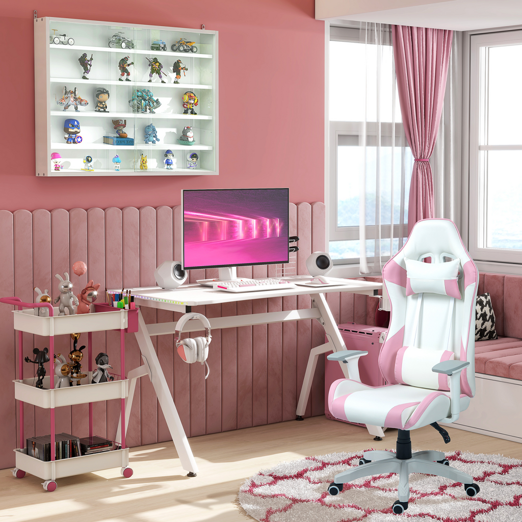 5-Tier Wall Display Shelf Unit Cabinet w/ Shelves Glass Doors White