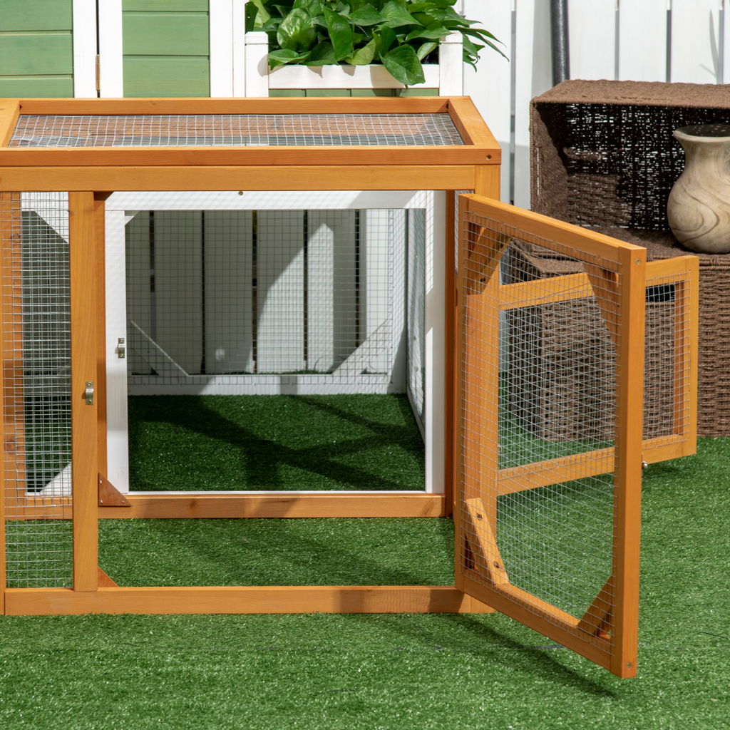PawHut Wooden Chicken Coop w/ Perches, Doors, for 2-4 Chickens