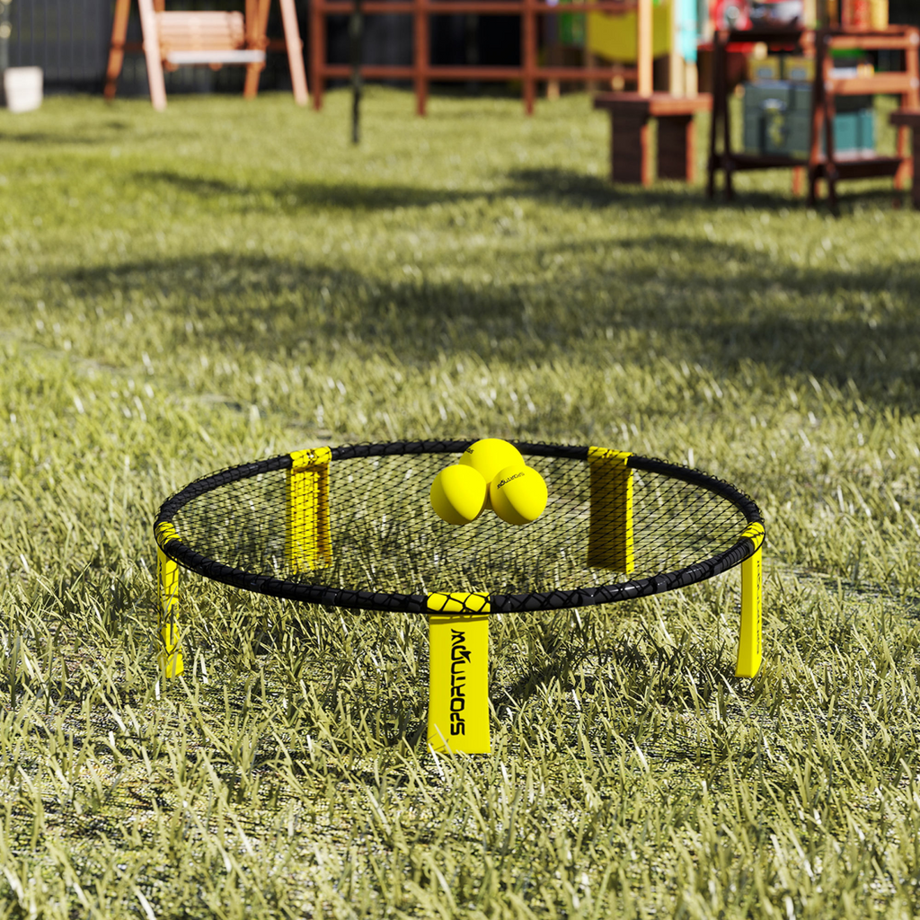 SPORTNOW Spike Ball Set, Mini Beach Games Set with Net, 3 Balls and Pump