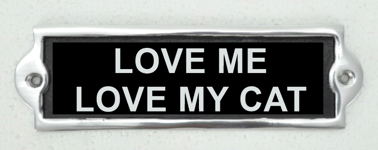 Love My Cat Aluminium Cast Iron Door Sign Humorous Gift Wall Decor Sign 20cm