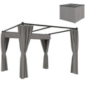 Outsunny 3 x 3(m) Pergola with Retractable Roof and Curtains, Light Grey