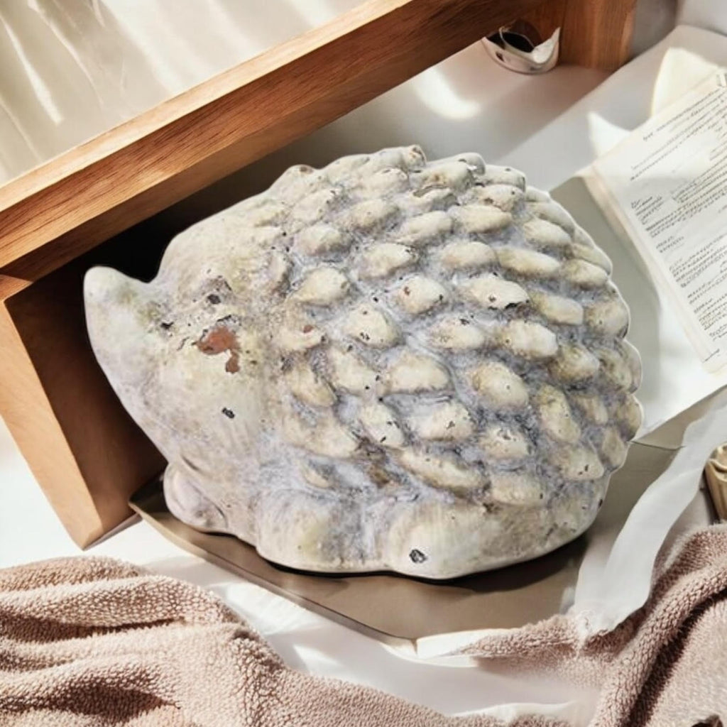 Durable Stone-Look Hedgehog Garden Sculpture (10cm Cream Hedgehog Statue)