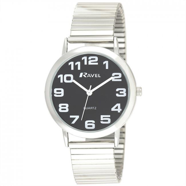 Ravel Men's Stainless Steel Soft Expandable Bracelet Strap Watch R0208.03.1