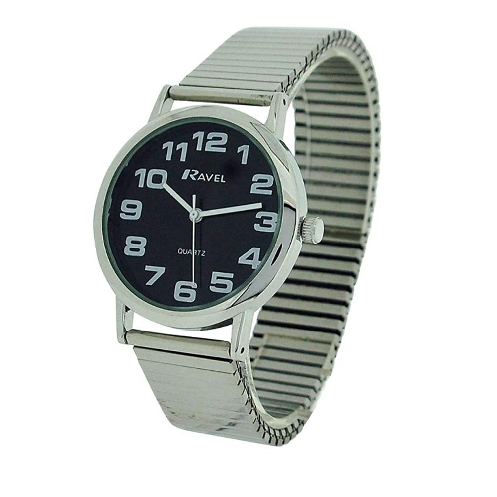 Ravel Men's Stainless Steel Soft Expandable Bracelet Strap Watch R0208.03.1