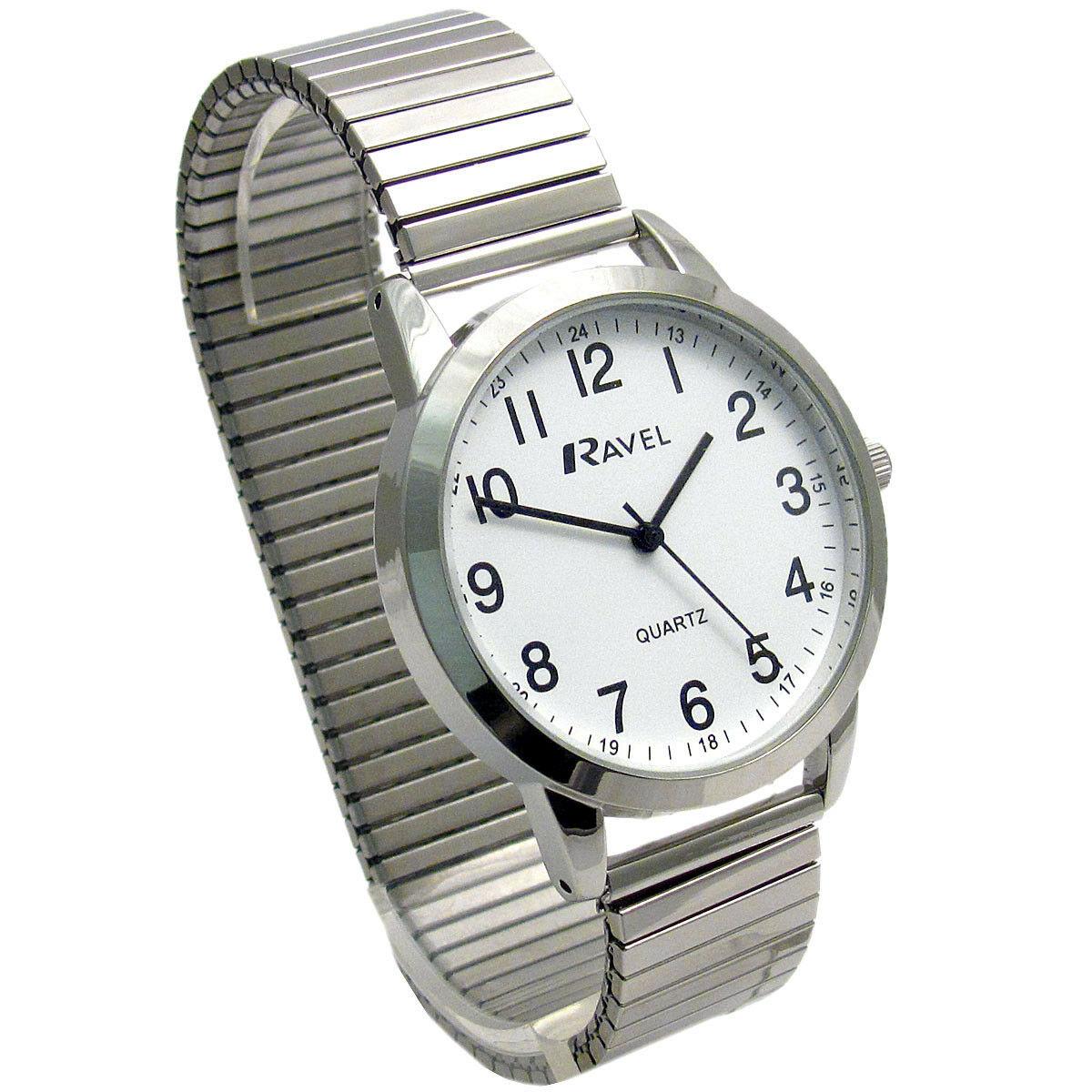 Ravel Men's Bold Number White Dial Gold Expander Bracelet Watch R0232.21.1