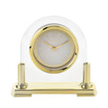 Wm.Widdop Glass Mantel Clock 2 Tone Dial Gold Stand