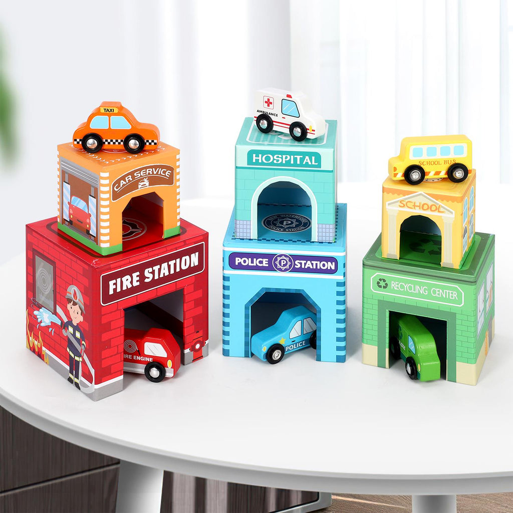 SOKA Stacking Cube with 6 Vehicles
