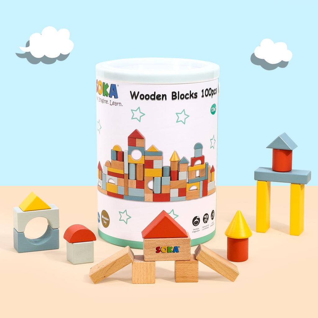 SOKA Wooden Blocks 100pcs in New Color