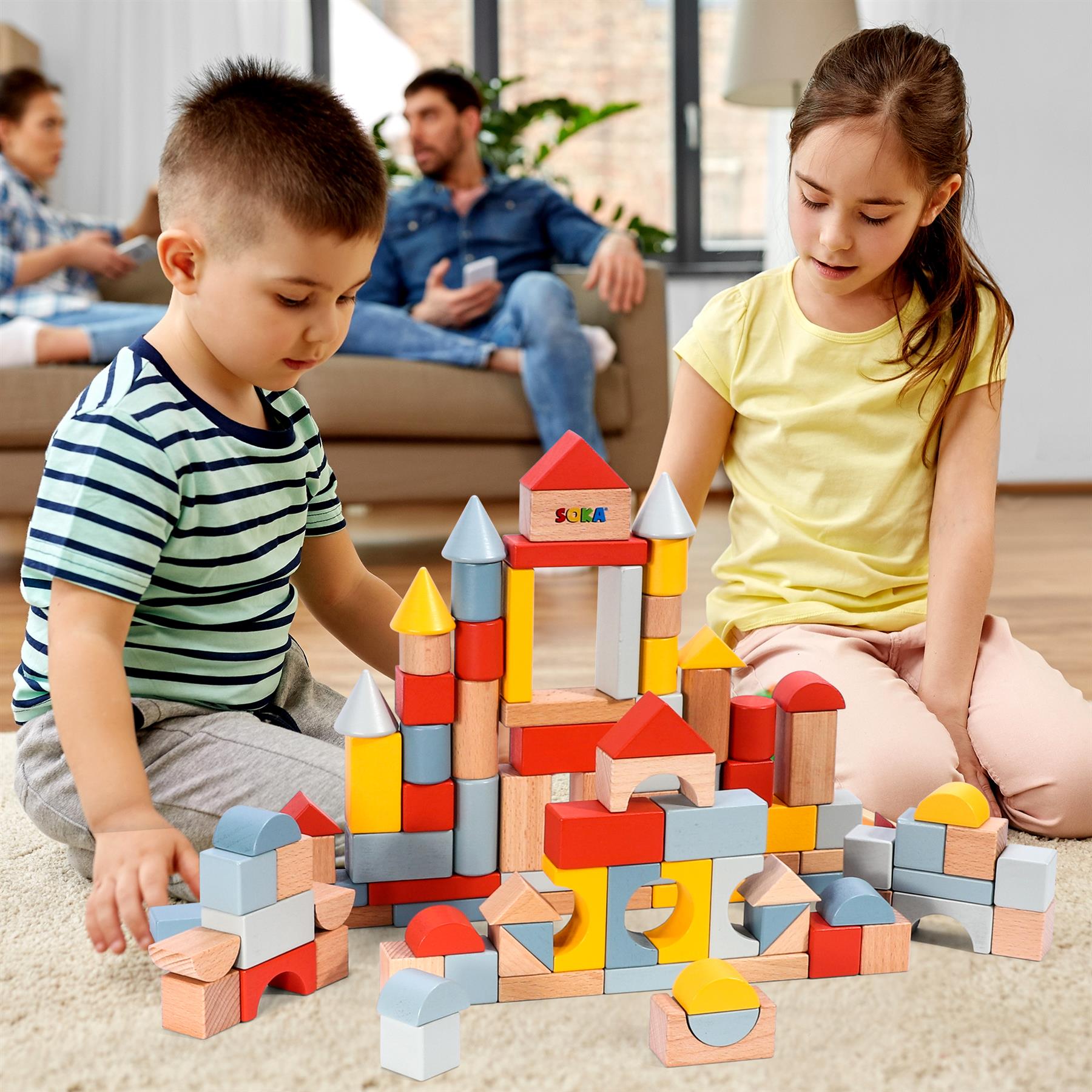 SOKA Wooden Blocks 100pcs in New Color