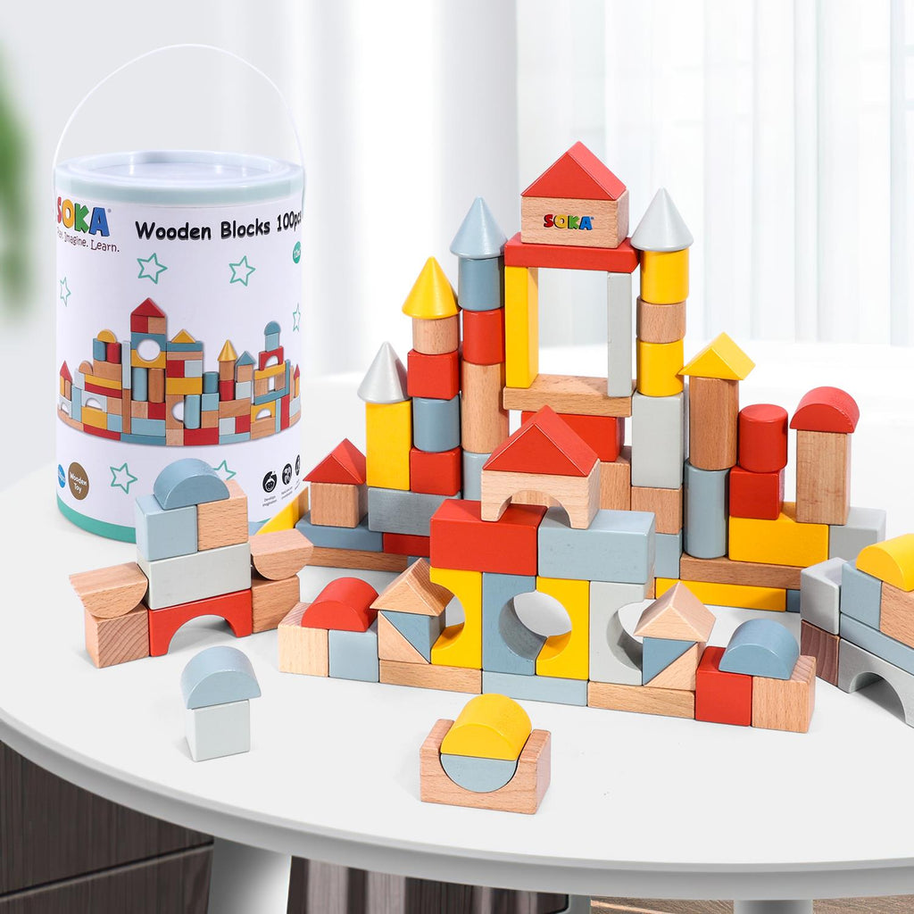 SOKA Wooden Blocks 100pcs in New Color