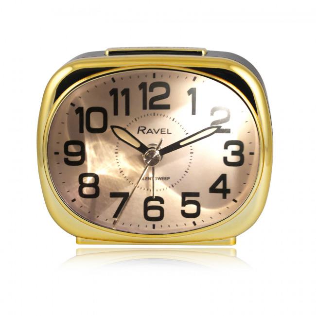 Ravel Small sized pillow shaped Bedside Quartz Alarm Clock - Black / Gold RC040.32