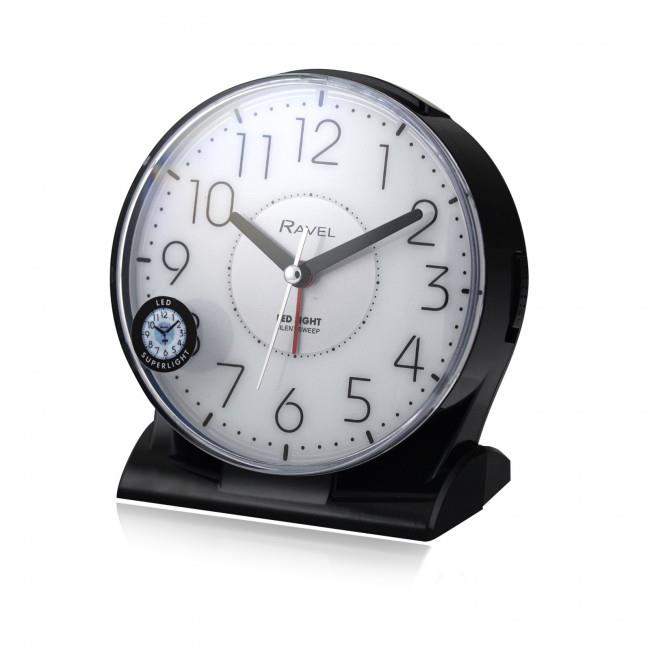 Ravel Large Contemporary Bedside / Mantel Quartz Alarm Clock - Black RC036.3