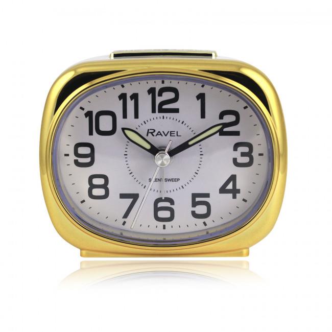 Ravel Small sized pillow shaped Bedside Quartz Alarm Clock - White / Gold RC040.42