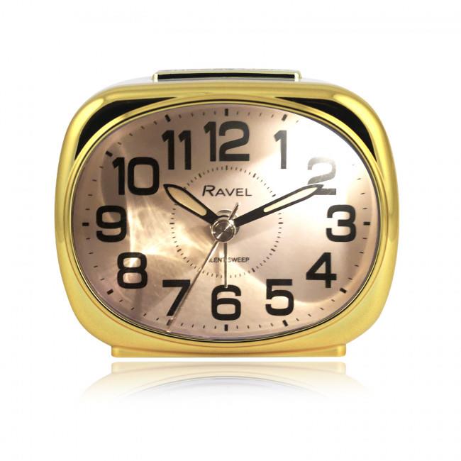 Ravel Small sized pillow shaped Bedside Quartz Alarm Clock - White / Gold RC040.42