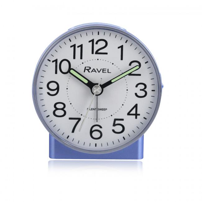 Ravel Round Mid Sized Bedside Quartz Blue Alarm Clock RC039.6