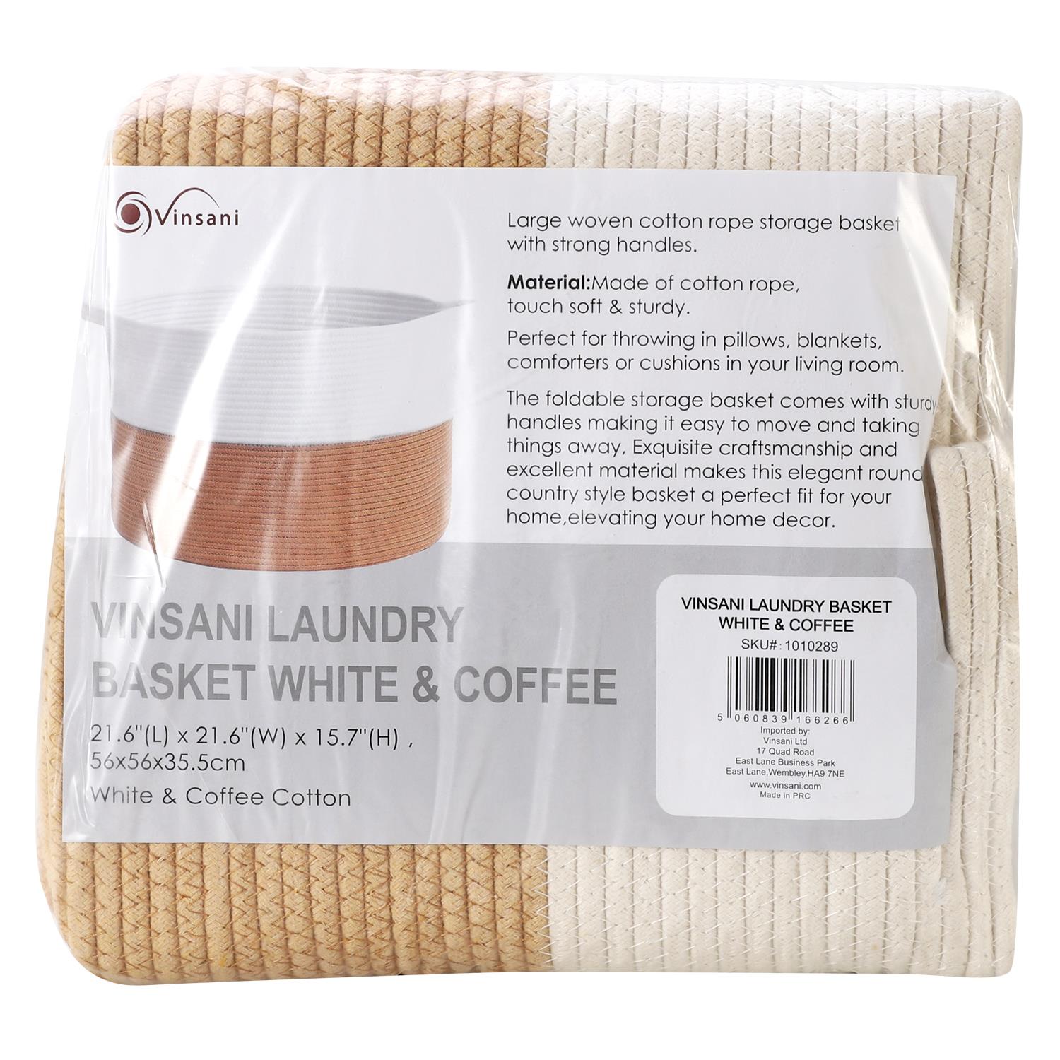 Vinsani Laundry Basket White & Coffee