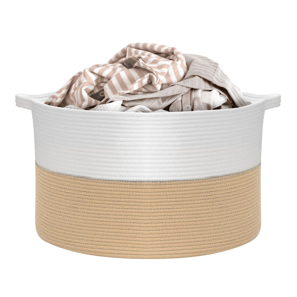 Vinsani Laundry Basket White & Coffee
