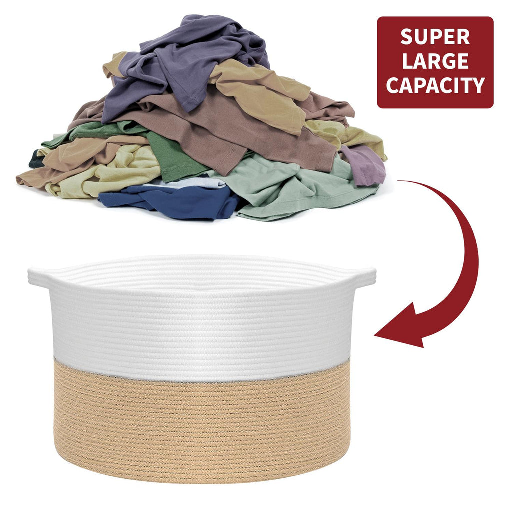 Vinsani Laundry Basket White & Coffee