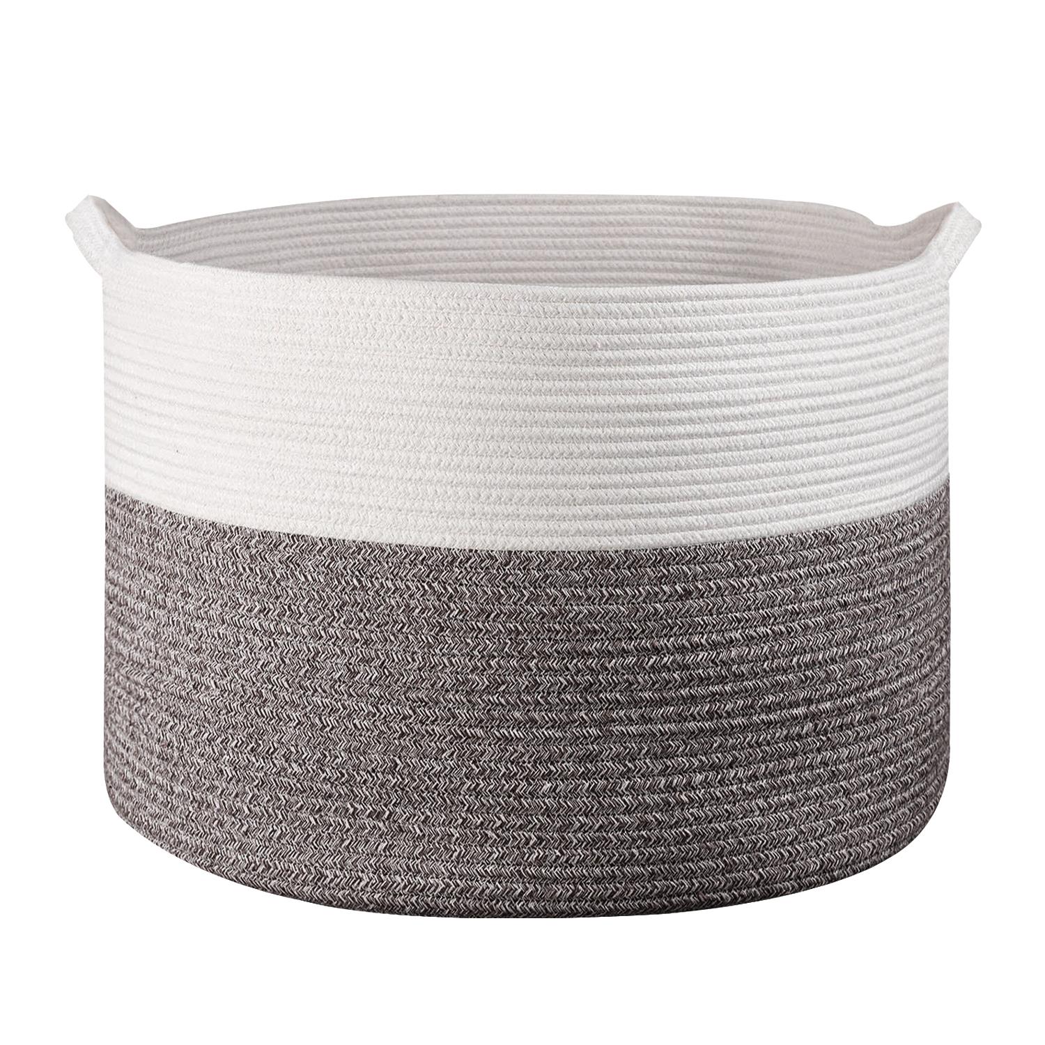 Vinsani Laundry Basket Wht & Natural