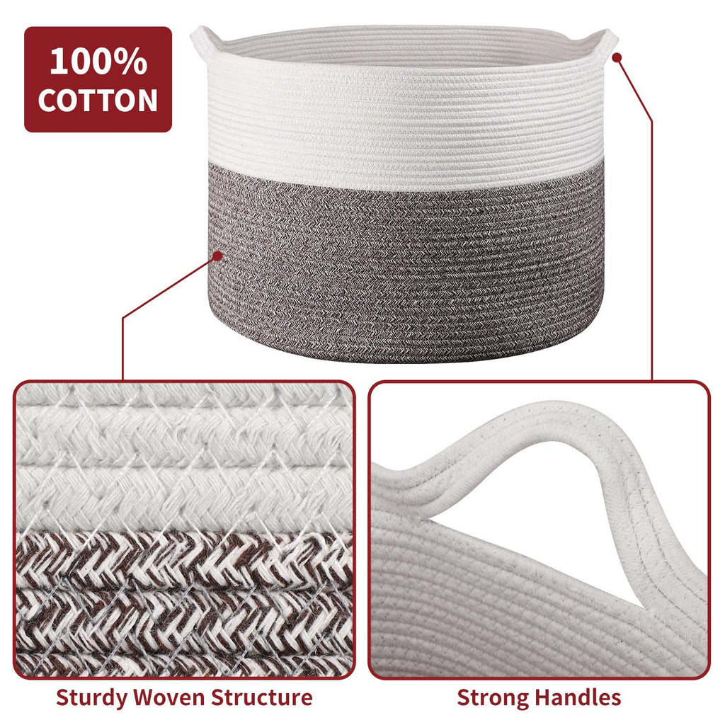 Vinsani Laundry Basket Wht & Natural
