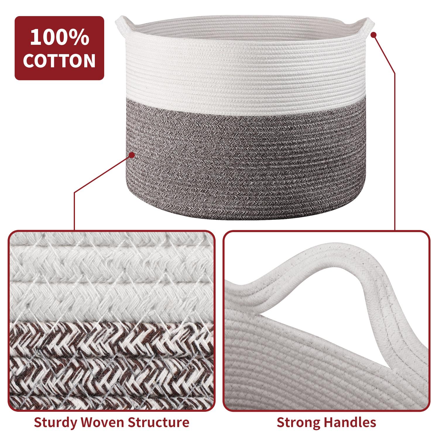 Vinsani Laundry Basket Wht & Natural