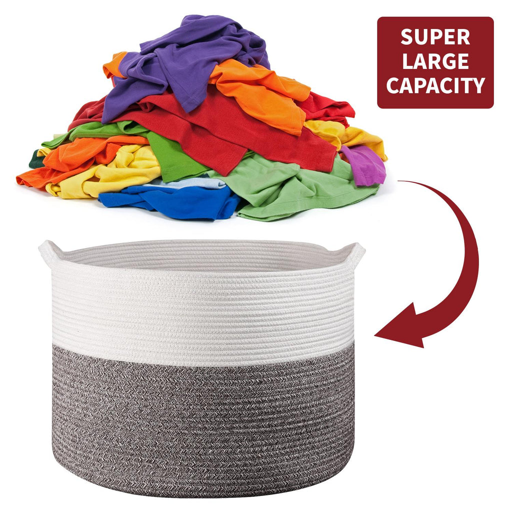 Vinsani Laundry Basket Wht & Natural