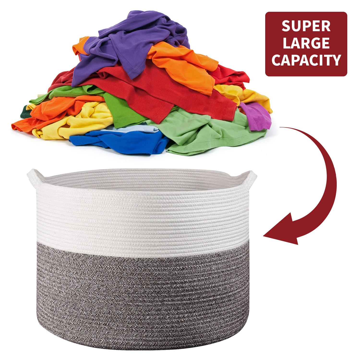 Vinsani Laundry Basket Wht & Natural