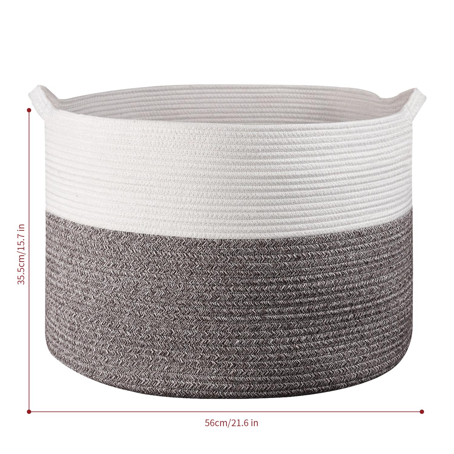 Vinsani Laundry Basket Wht & Natural