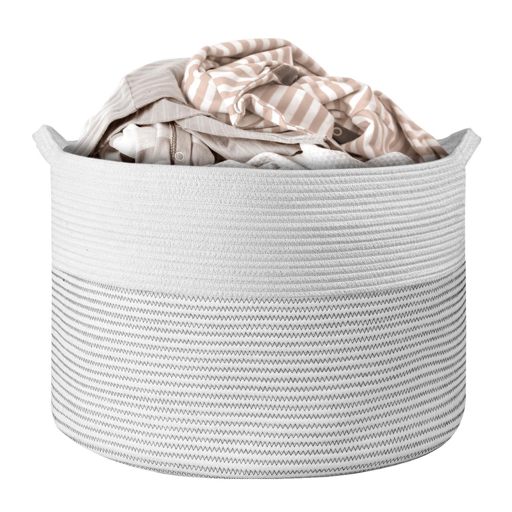 Vinsani Laundry Basket White & L Grey