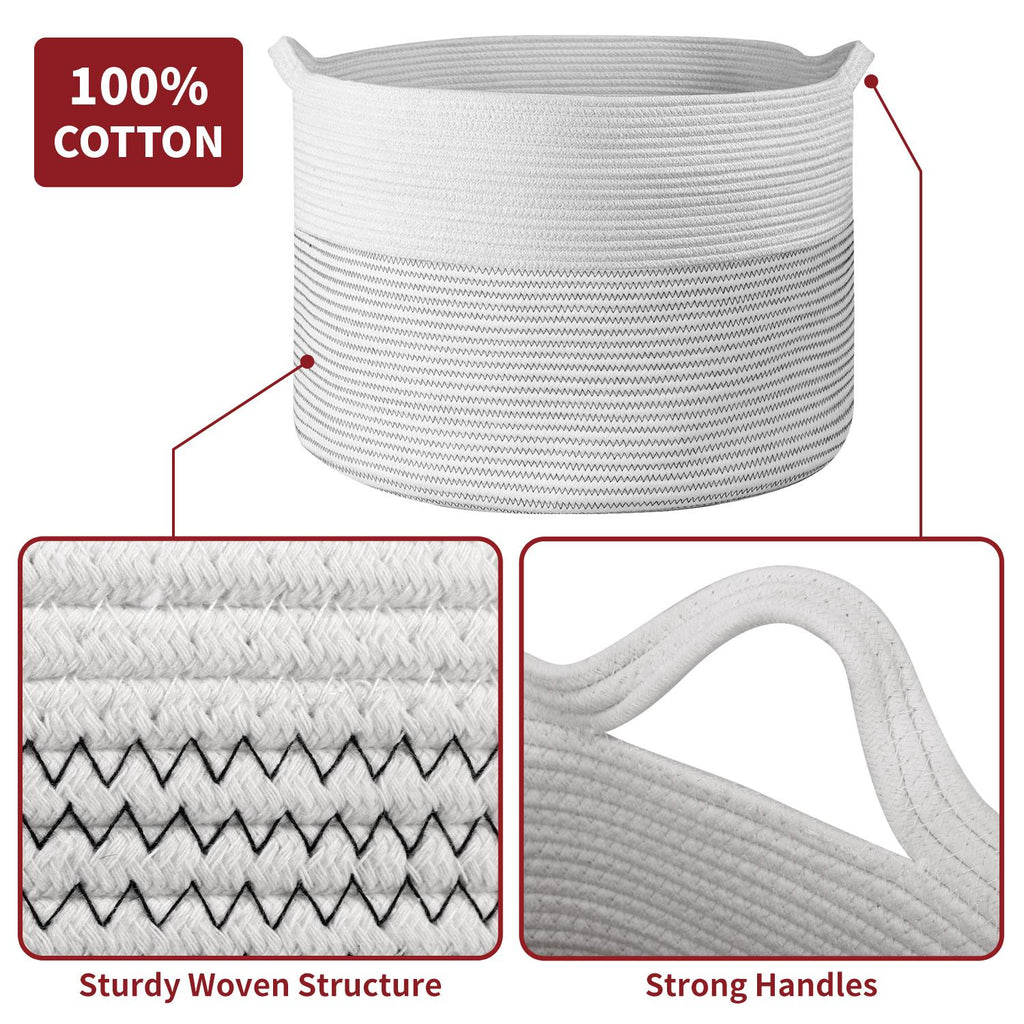 Vinsani Laundry Basket White & L Grey