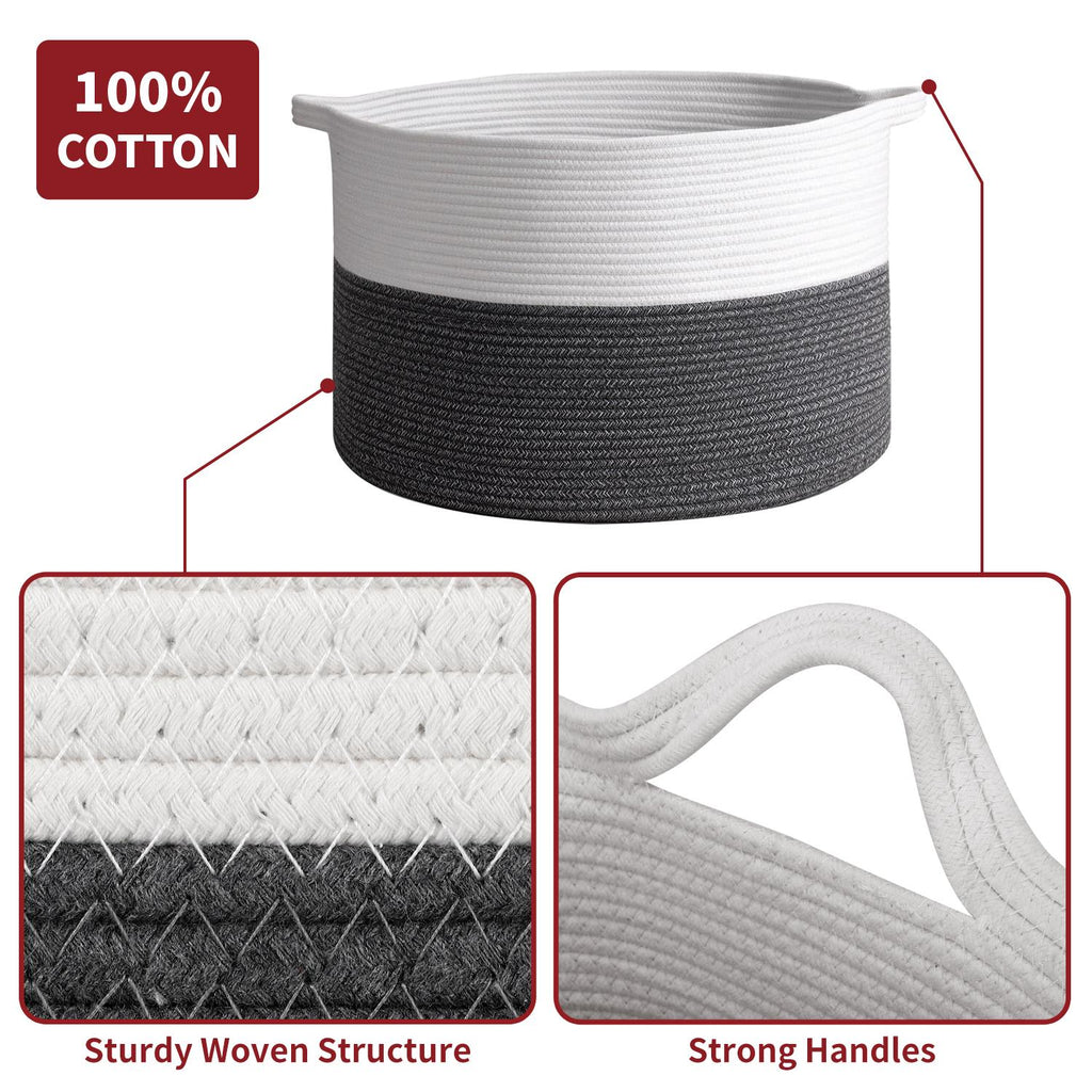 Vinsani Laundry Basket White & D Grey