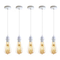 5 Pack Vintage Industrial Style White Ceiling Pendant Lamp E27 Base Metal Screw
