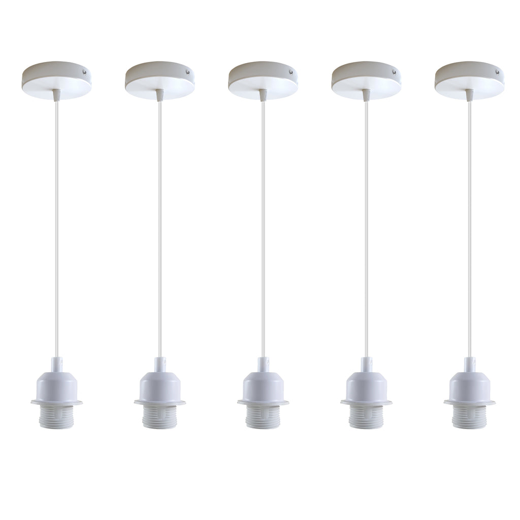 5 Pack Vintage Industrial Style White Ceiling Pendant Lamp E27 Base Metal Screw