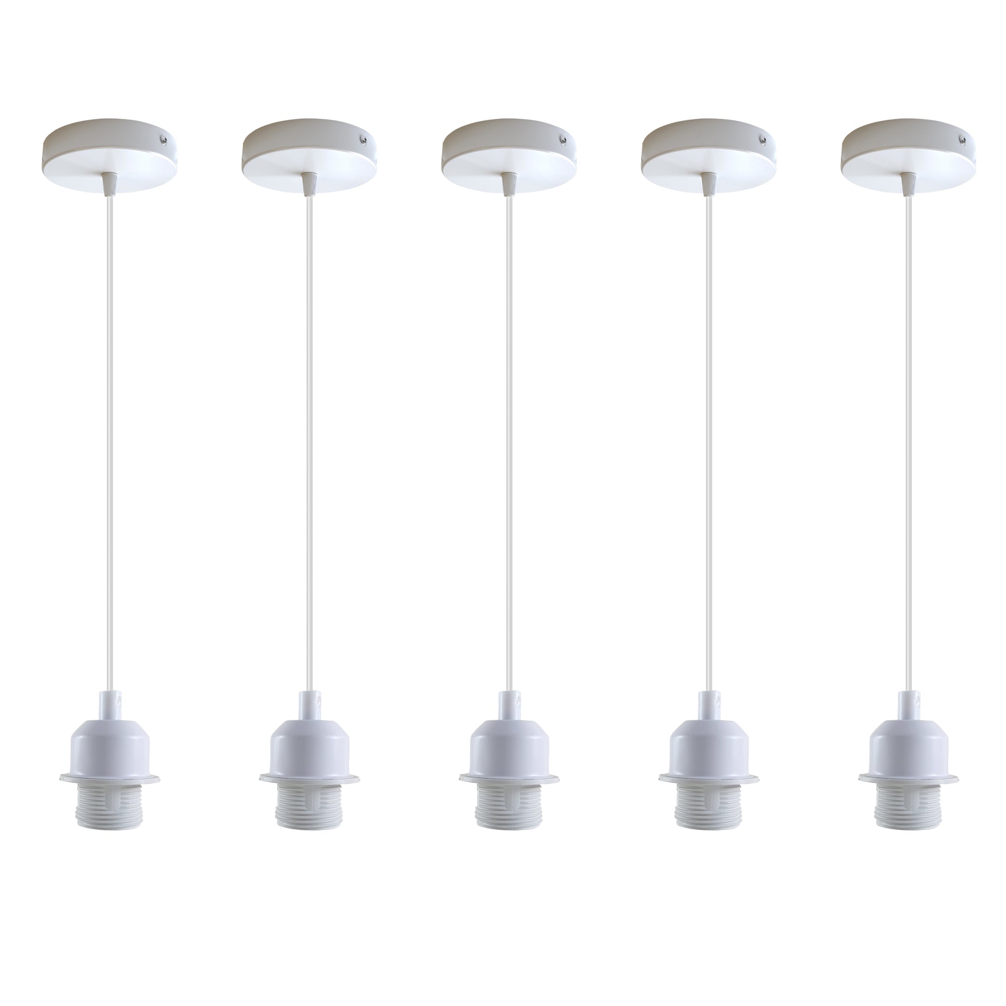 5 Pack Vintage Industrial Style White Ceiling Pendant Lamp E27 Base Metal Screw