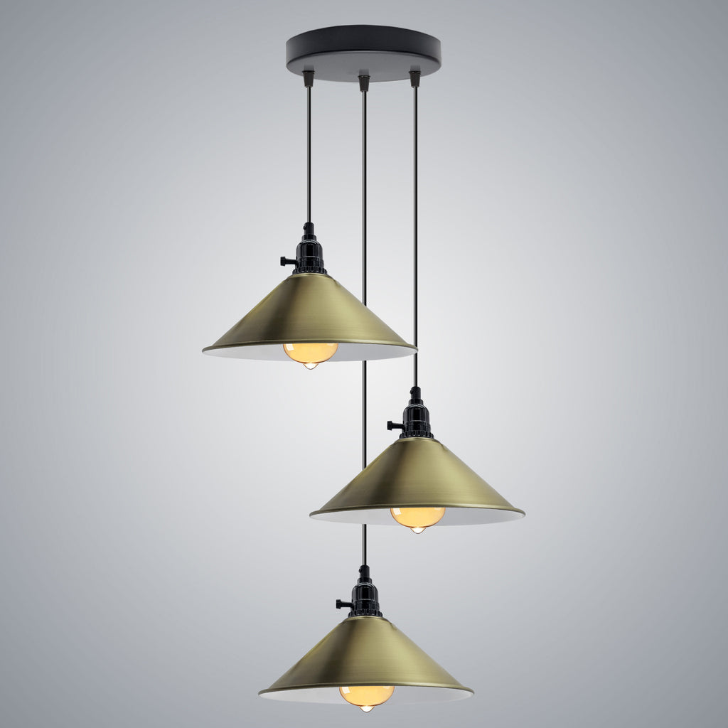 Industrial 3 Head Cluster Ceiling Pendant Adjustable Cord