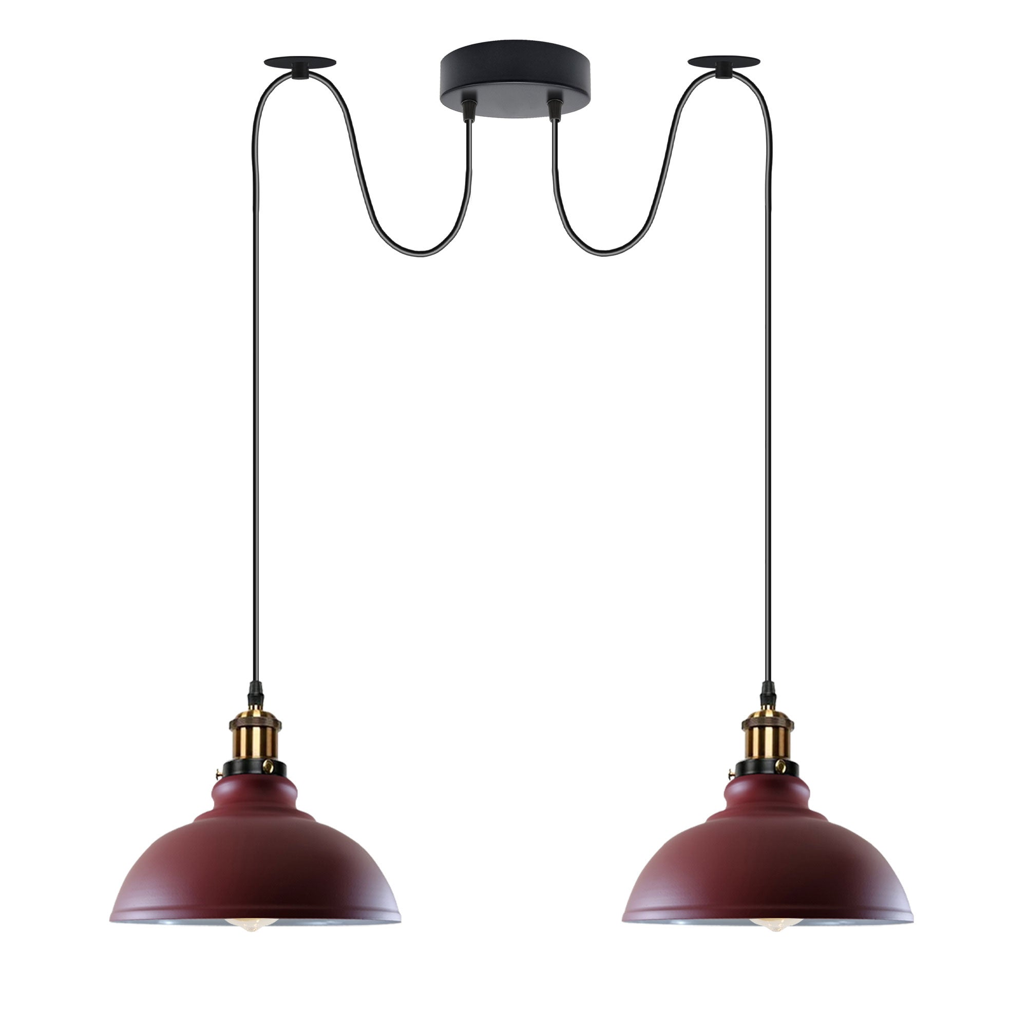 Burgundy Vintage 2 Way Ceiling Pendant Light Metal Industrial Style 29cm