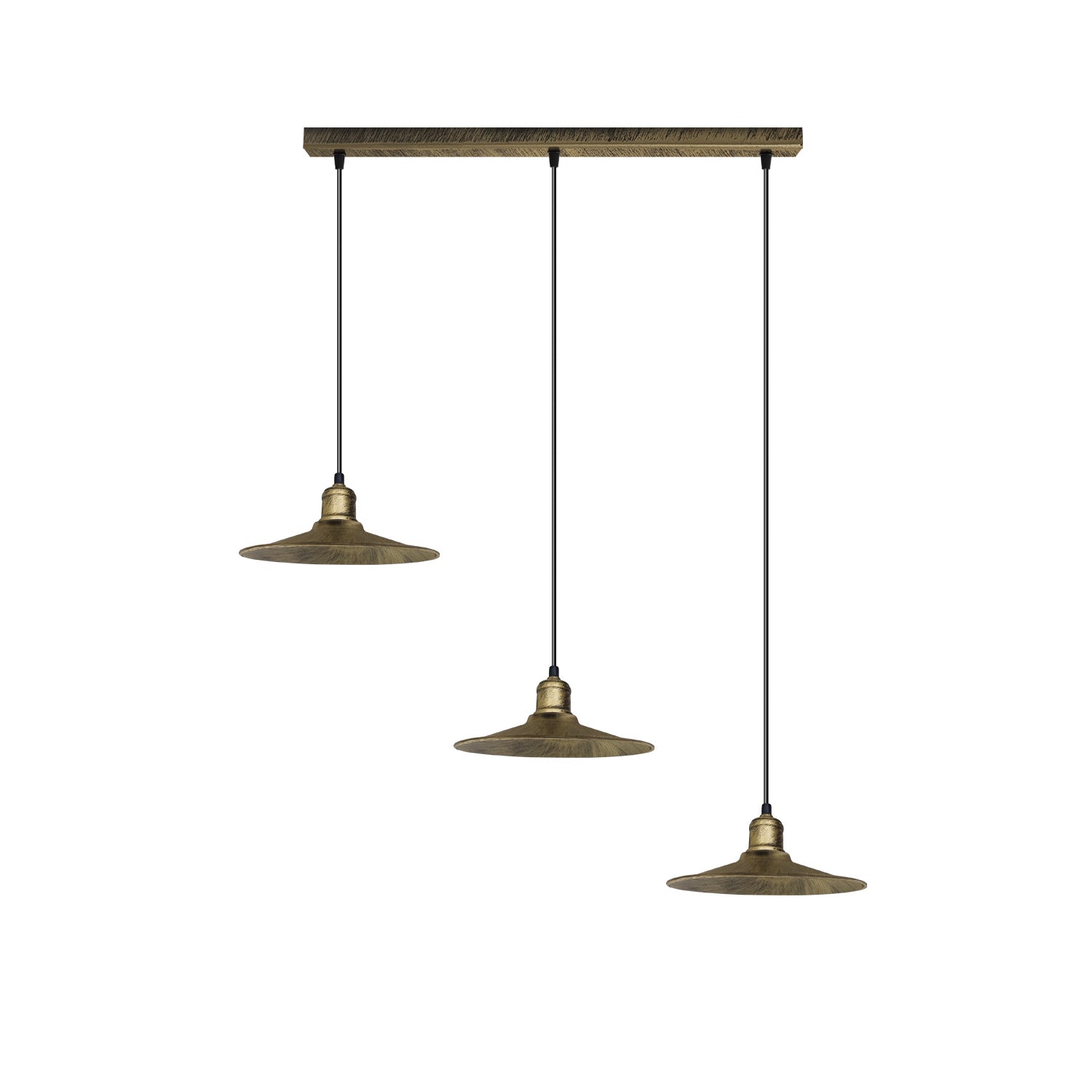 3 Head Vintage Industrial Brushed Brass Ceiling Pendant Easy Fit Light Metal 22cm
